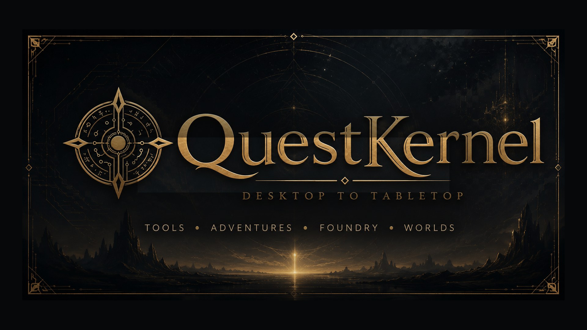 QuestKernel dark fantasy and sci-fi branded artwork
